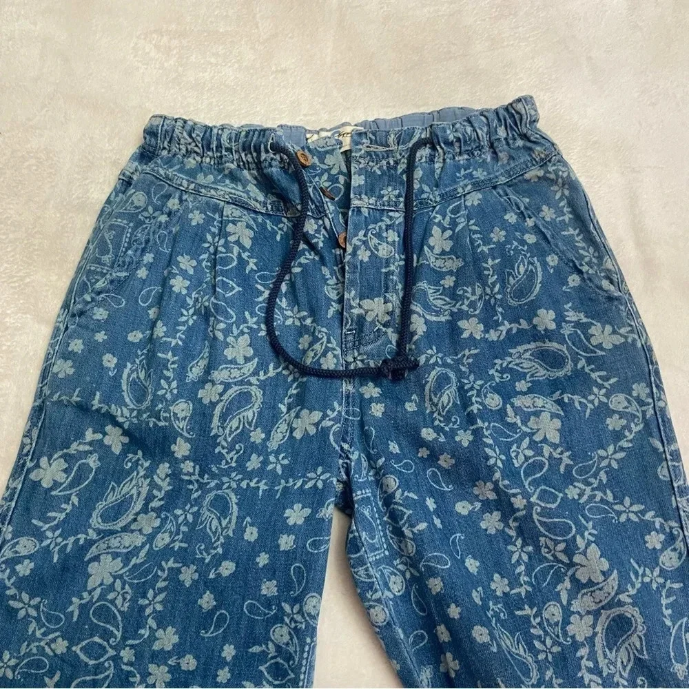 New! We the Free People Mixed Up Printed Utility Jeans belt 28257